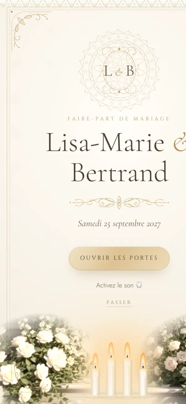 Aperçu du faire-part « Dentelle & Lumière »