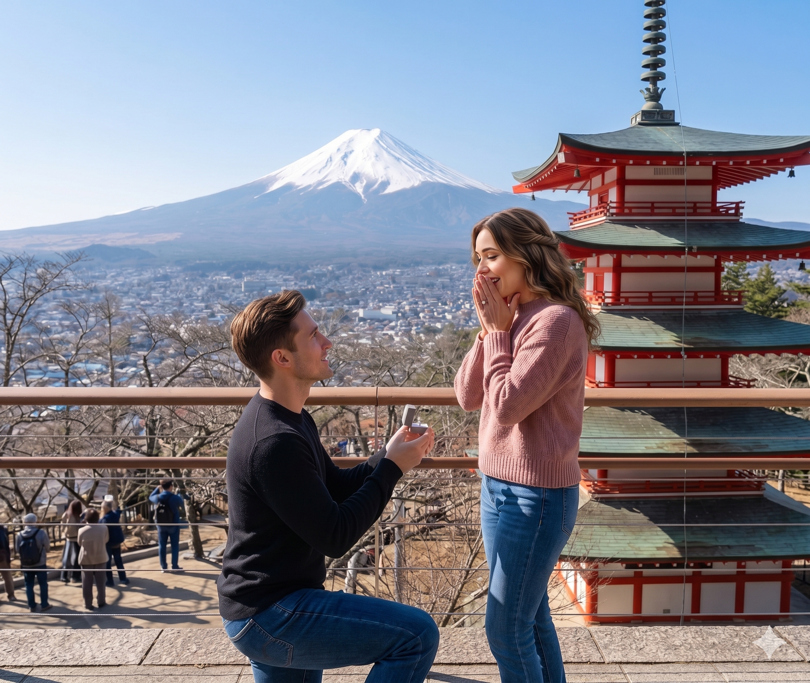 La demande en mariage face au mont Fuji
